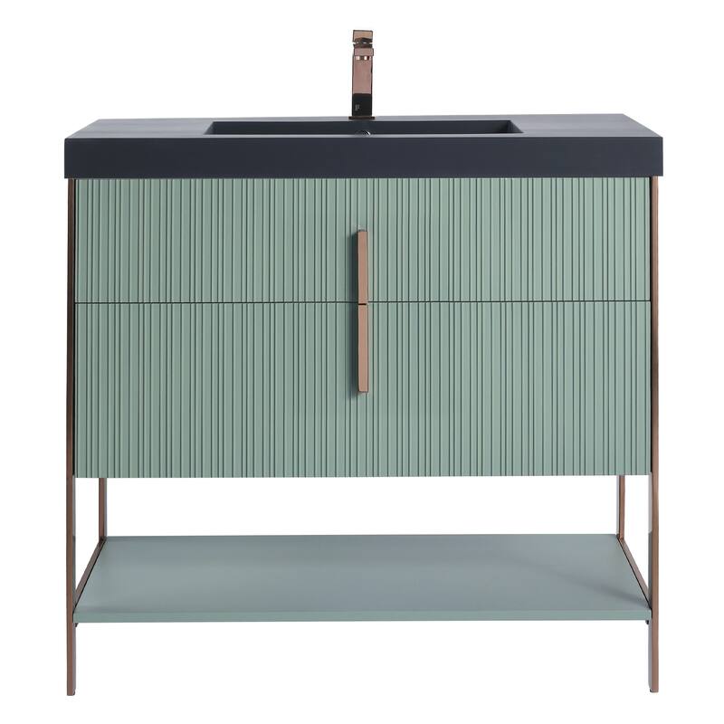 Fine Fixtures Serenity Modern Bathroom Vanity with Black Gel Acrylic Top