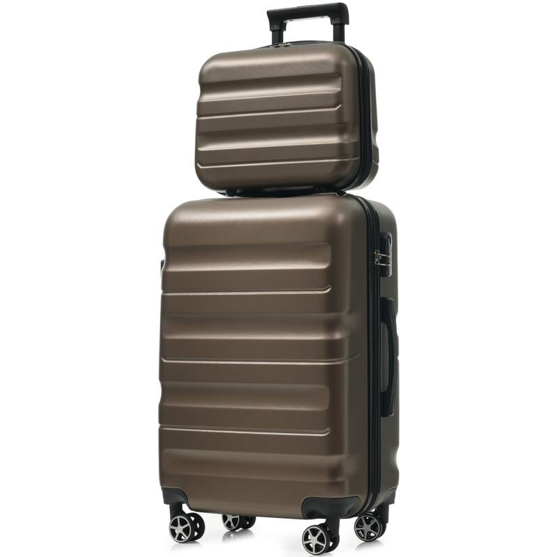 6-Piece Modern Hard-Shell Luggage, Lightweight Luggage with Spinner Wheels, for Boarding Travel, Brown