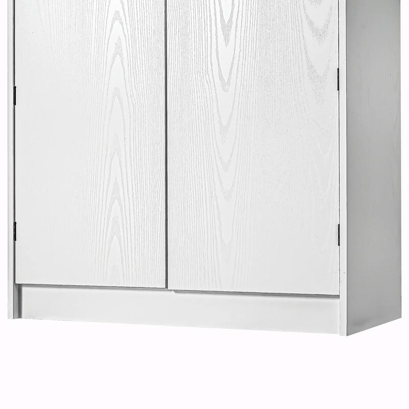 72" Tall Farmhouse Kitchen Pantry Cabinet, 8 Door Shelves, Curved Design Storage Cabinet with 3 Adjustable Shelves