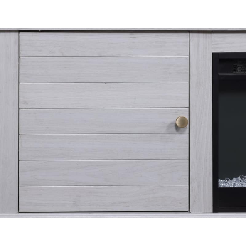 Lucifer 70" Wide White Walnut Finish TV Stand Console with Fireplace and Heater