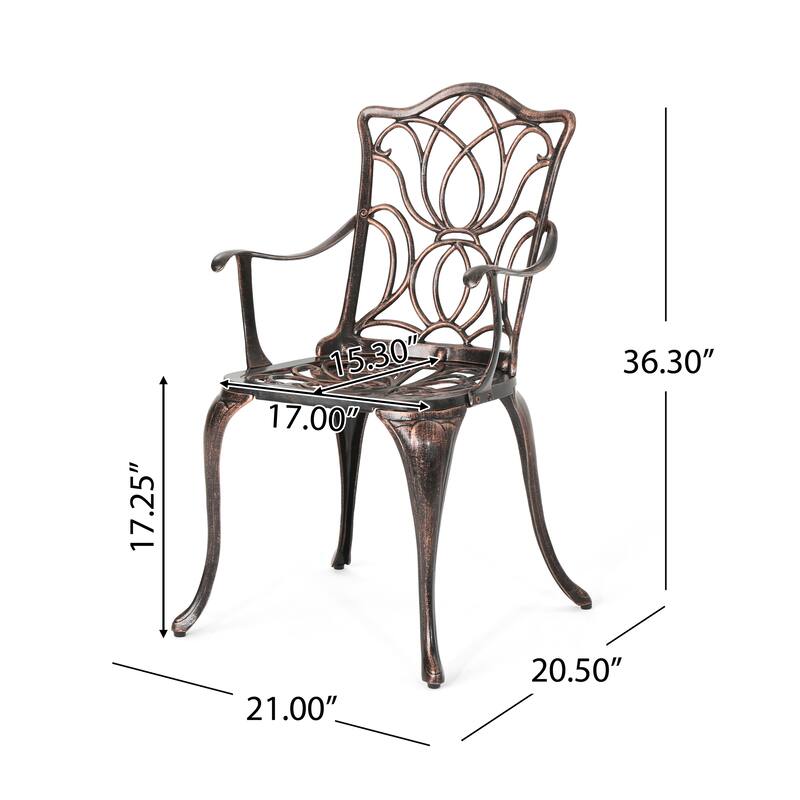 Tucson Cast Aluminum Outdoor Dining Chairs by Christopher Knight Home