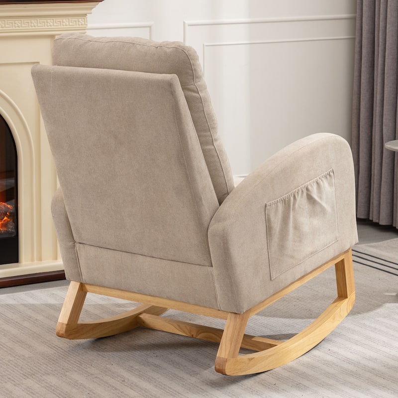 Accent Rocking Chair with Footrest - Beige
