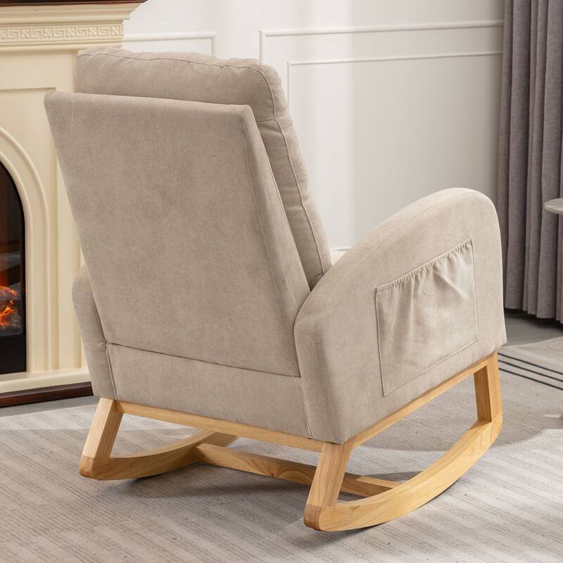 Chichoice Modern Accent Rocking Chair with Footrest, Nursery Glider Rocker with Side Pocket