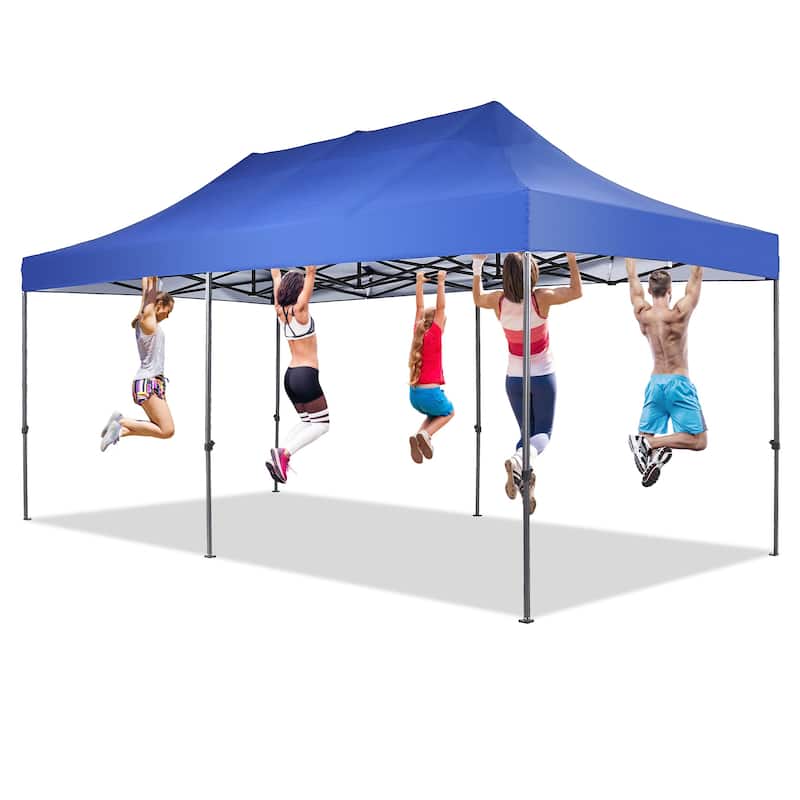Ainfox 10x20Ft Pop up Canopy Tent Party Heavy Duty Instant Gazebo with 4 Removable Sidewalls - Blue