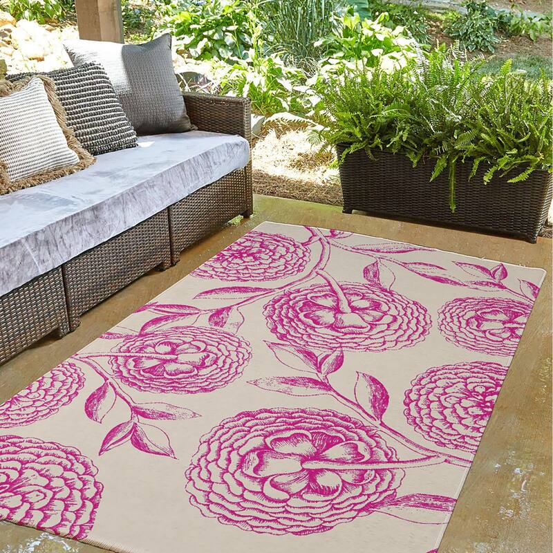 Antique Flowers Spring Chenille Indoor/Outdoor Rug