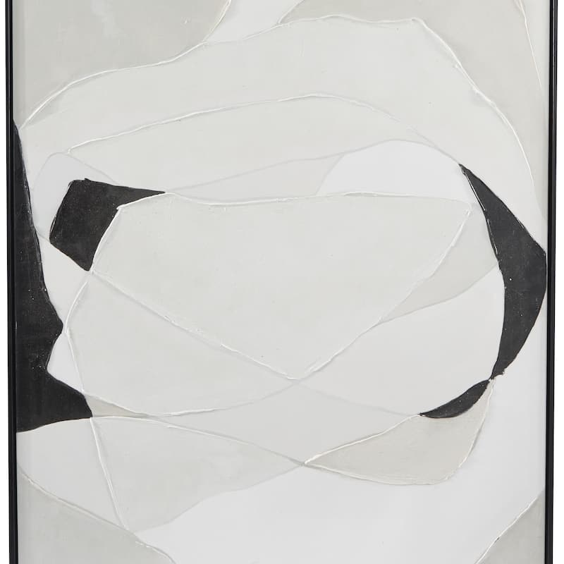 Canvas Abstract Framed Wall Art with Black Frame - Set of 2 White - Roche River Decor