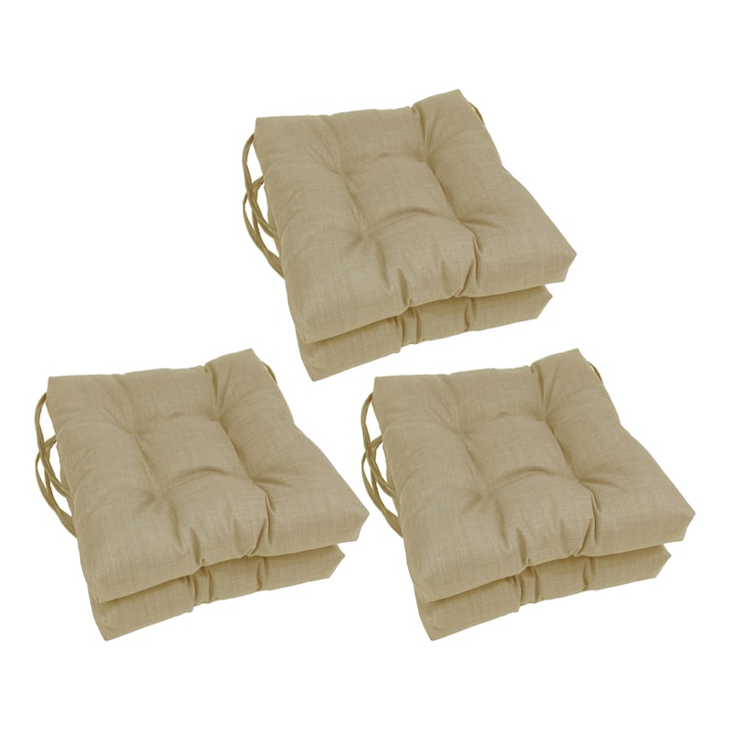 16-inch Square Tufted Indoor/Outdoor Chair Cushions (Set of 6) - Sandstone
