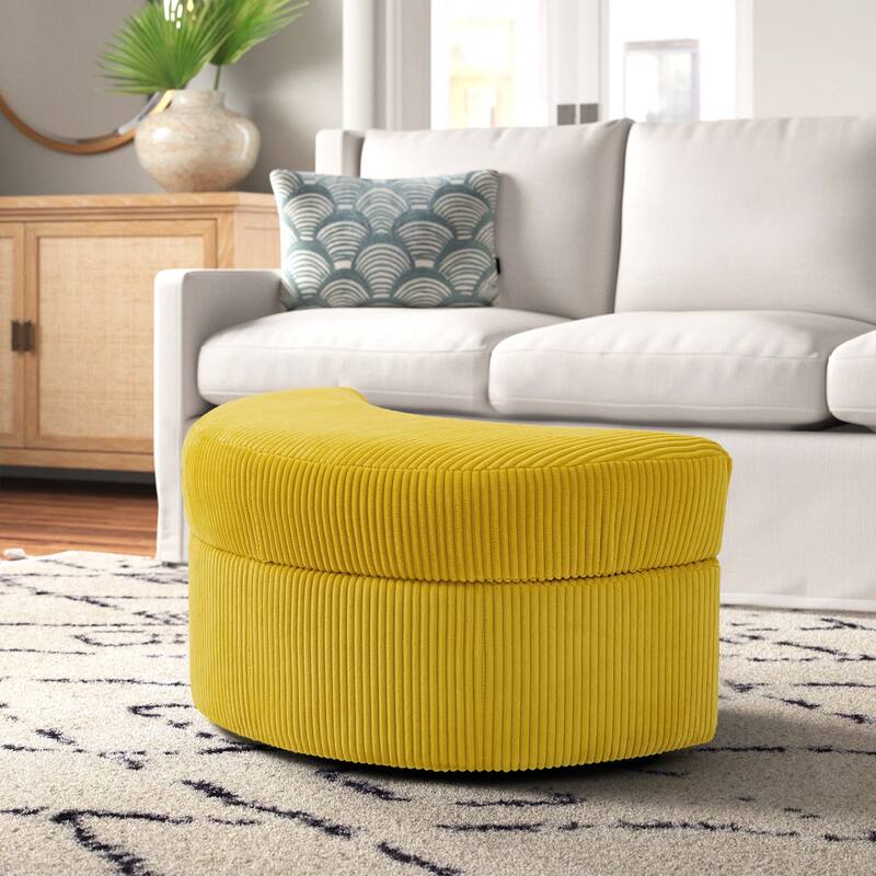 Moon Crescent Storage Upholstered Ottoman