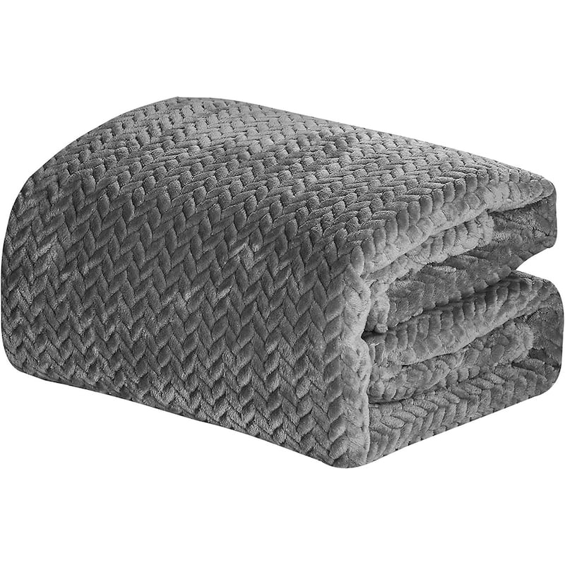 Décor&More Noble House Extra Heavy Chevron Braided Throw Blanket (50 inch x 60 inch ) - Grey