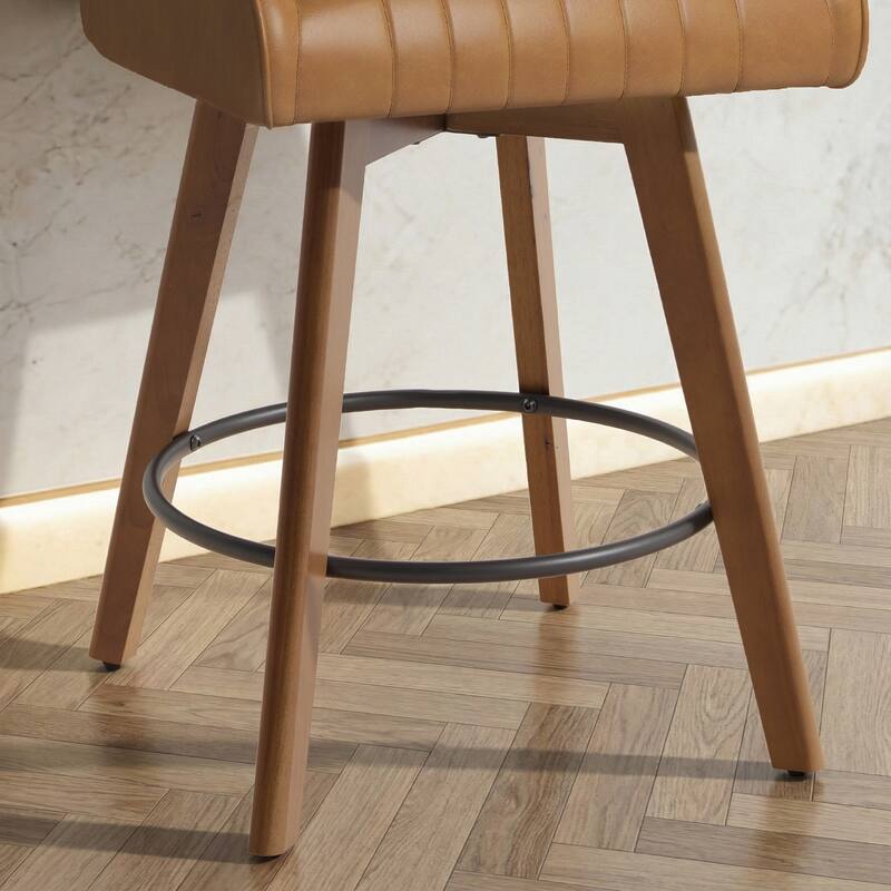 26" Faux Leather Upholstered Wood Swivel Counter Stool Set of 3 or 4 - 38.8"H x 20.5"W x 21.7"D