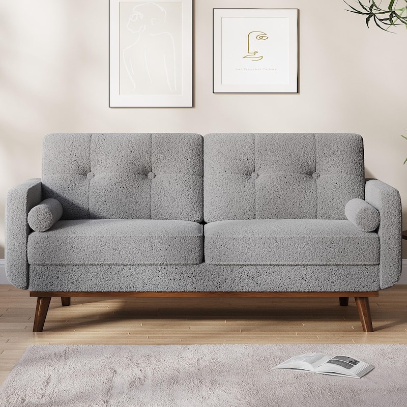 65" Loveseat Sofa, Mid Century Modern Couch Comfy Love Seat Couches for Living Room