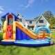preview thumbnail 7 of 9, Inflatable Bouncy House with Slide and Splash Pool without Blower - 14' x 10' x 8.5'