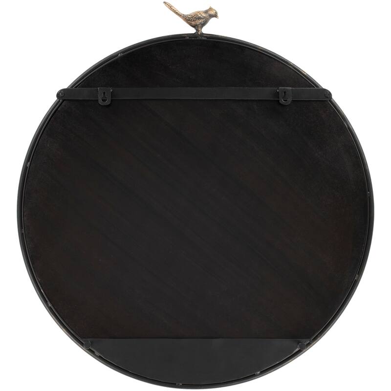Livabliss Deora Antique Gold Bird Round Mirror - 26"H x 24"W