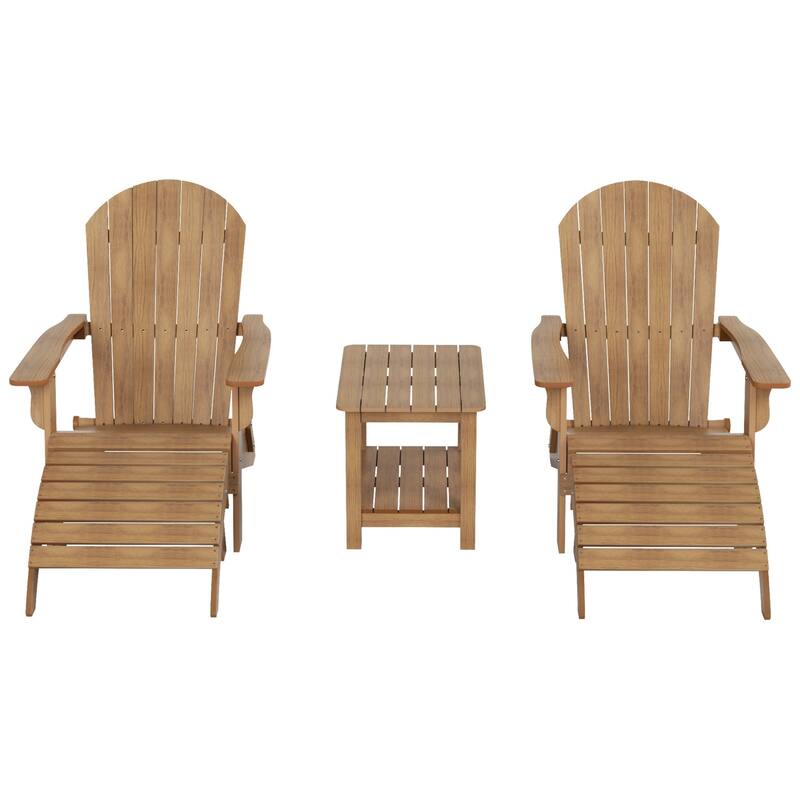 Vineyard HIPS Outdoor Folding Eco-Friendly All Weather Seashell Adirondack Chairs (5-Piece Conversation Set)