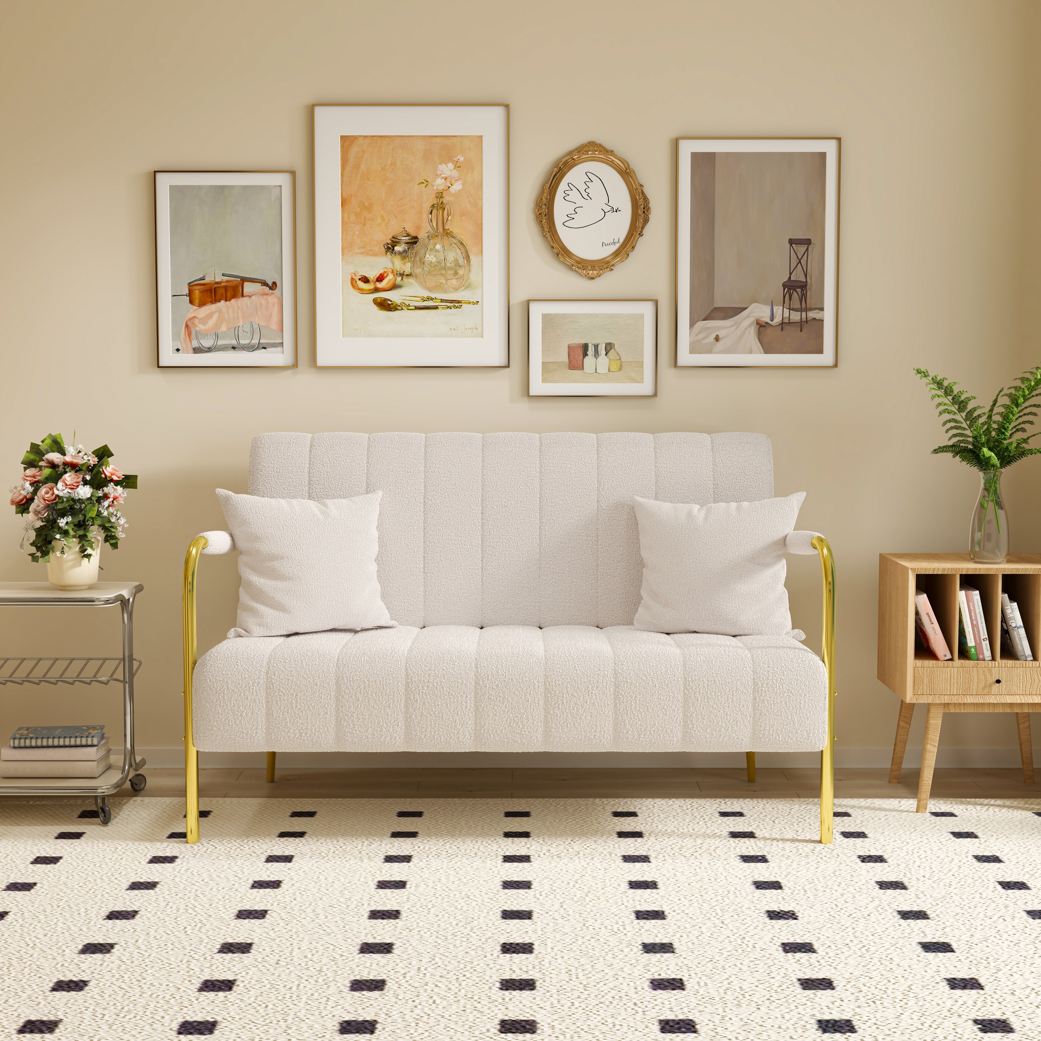 59inch Teddy Fleece Sofa for Living Room