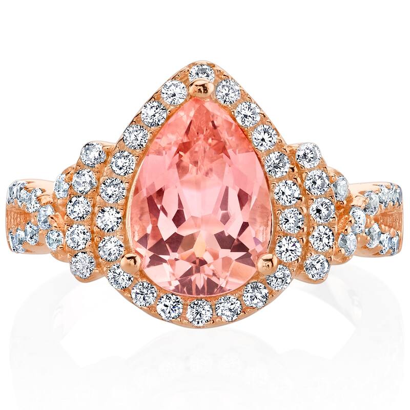 Rose Tone Sterling Silver 2.75 ct Created Morganite Ring