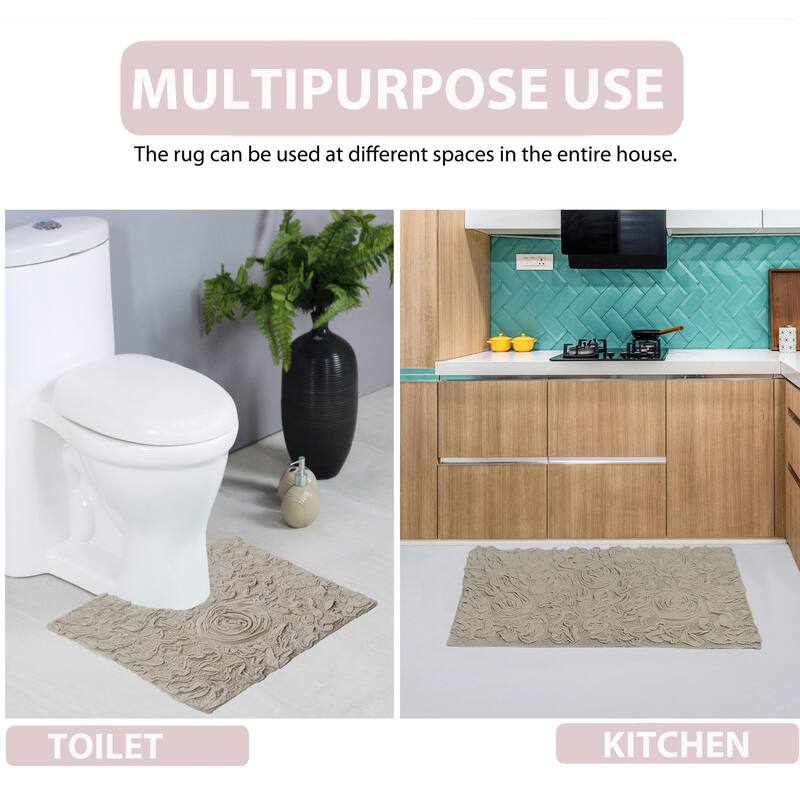 Bell Flower Bathroom Rug, Cotton Soft, Water Absorbent Bath Rug, Non Slip Shower Rug Machine Washable 21"x54" Runner