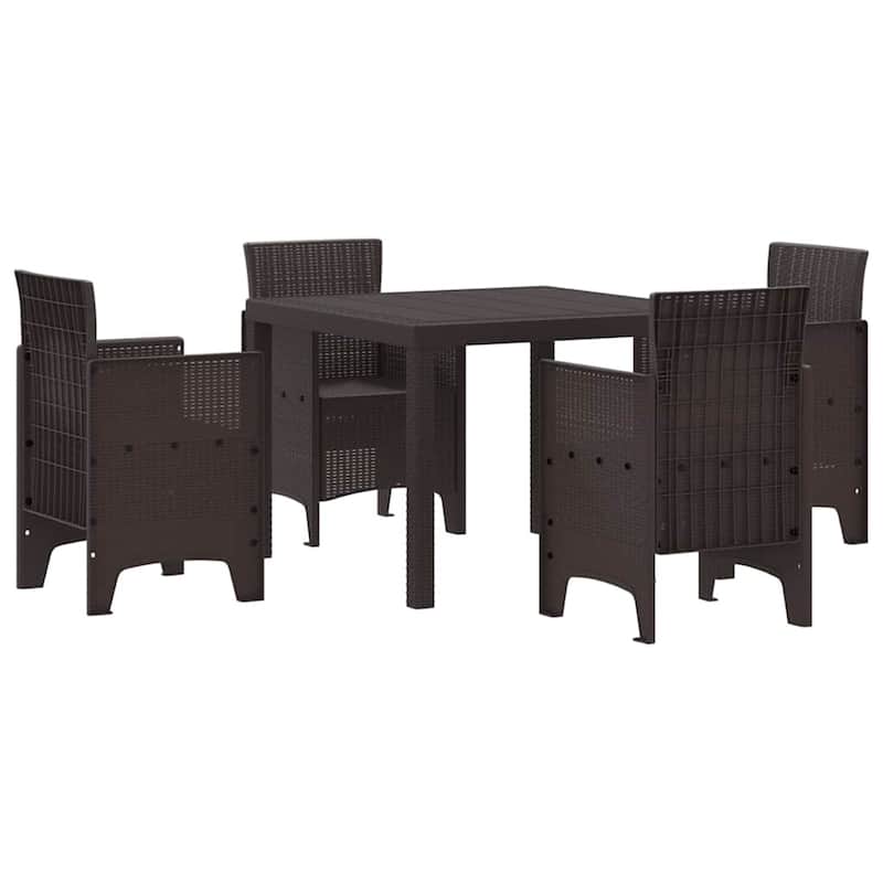 vidaXL Garden Dining Set 3/5 pcs Anthracite/Brown Polt rattan - 100 x 100 x 73 cm