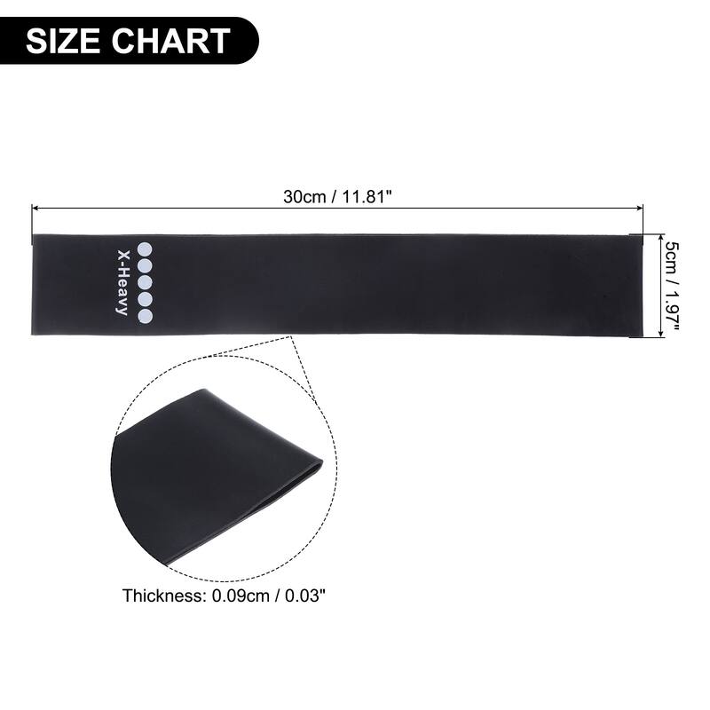 10Pcs Resistance Loop Exercise Bands 12" Fitness Elastic Workout Bands - Black - 30x5x0.11cm