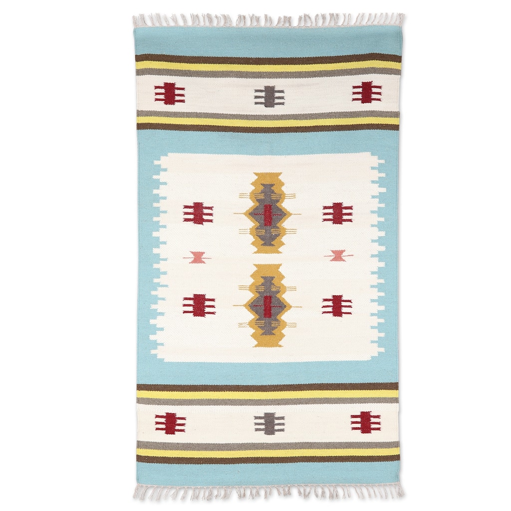 Novica Handmade Geometric Tenderness Wool Area Rug (3X5) - 2'3" x 12' Runner