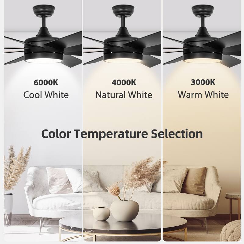 Moasis Matte Black 60-in 8-Blade Ceiling Fan with LED Light and Remote Control - 60"