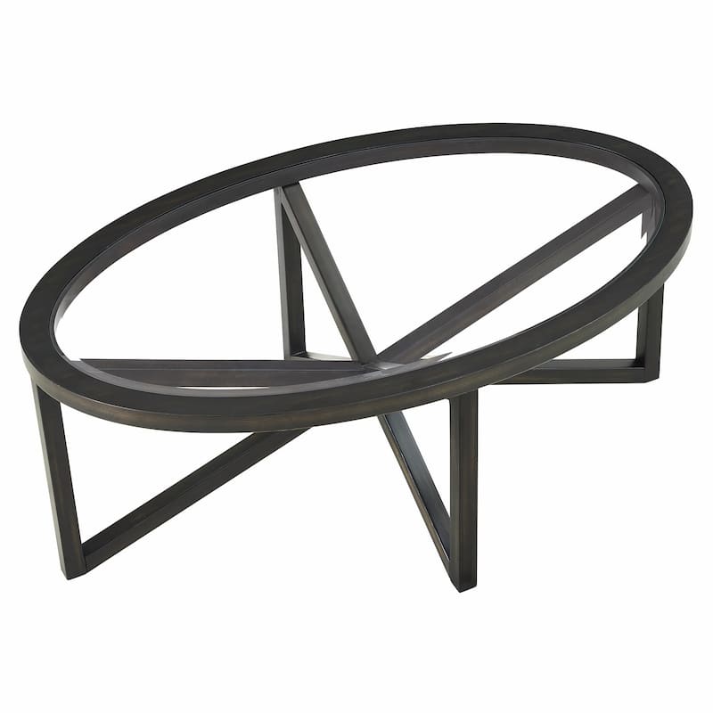 Contemporary Glass Coffee Table with Wood Base