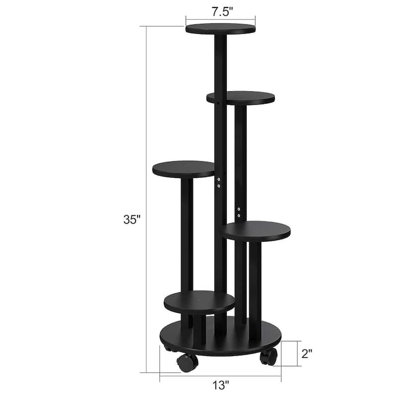 5 Tier Plant Stand For Outdoor Indoor Movable Flower Stand With Wheels