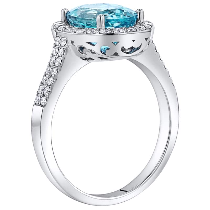 IGI Certified 3 ct Aquamarine and Diamond Ring in 14k White Gold