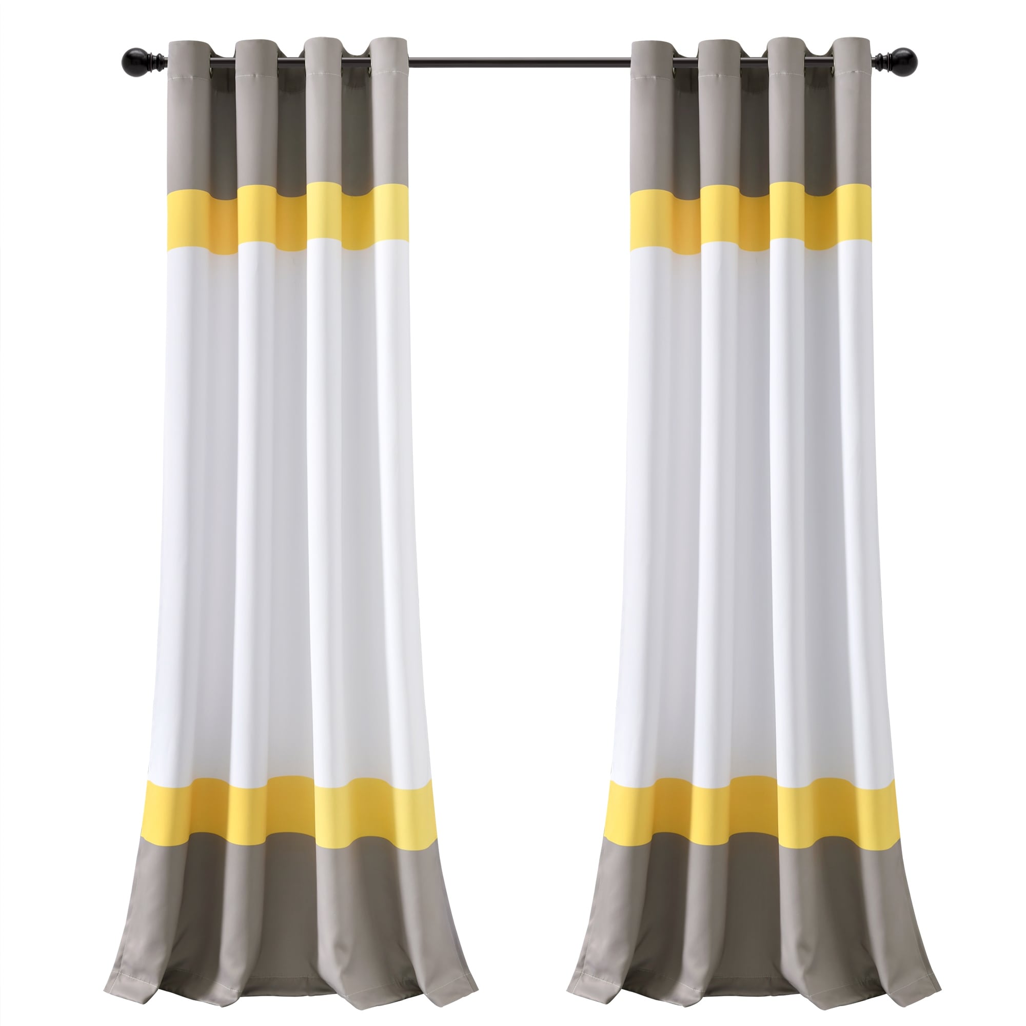 Lush Decor Alexander Color Block Light Filtering Window Curtain Panel Set