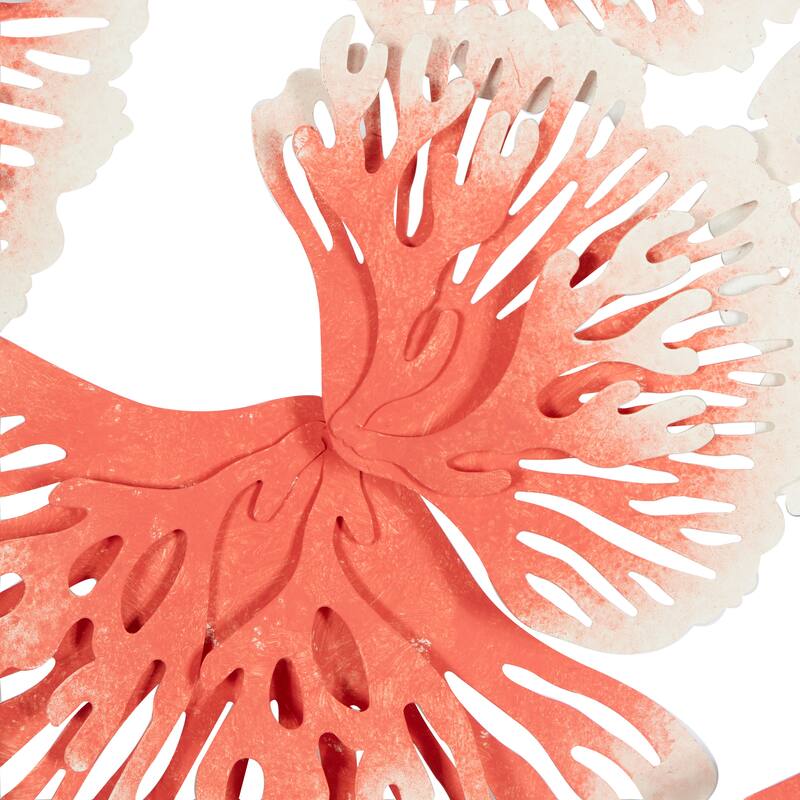 Orange Metal Floral Home Wall Decor