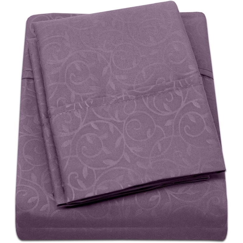Décor&More 1800 Series Twin Size 3 Piece Vine Embossed Sheet Set - Orange