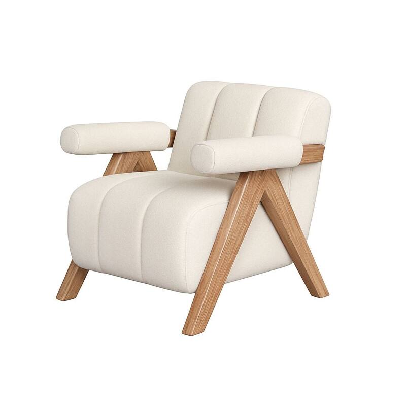 Vista Boucle Accent Chair Mid Century Modern Plush Comfortable Seating