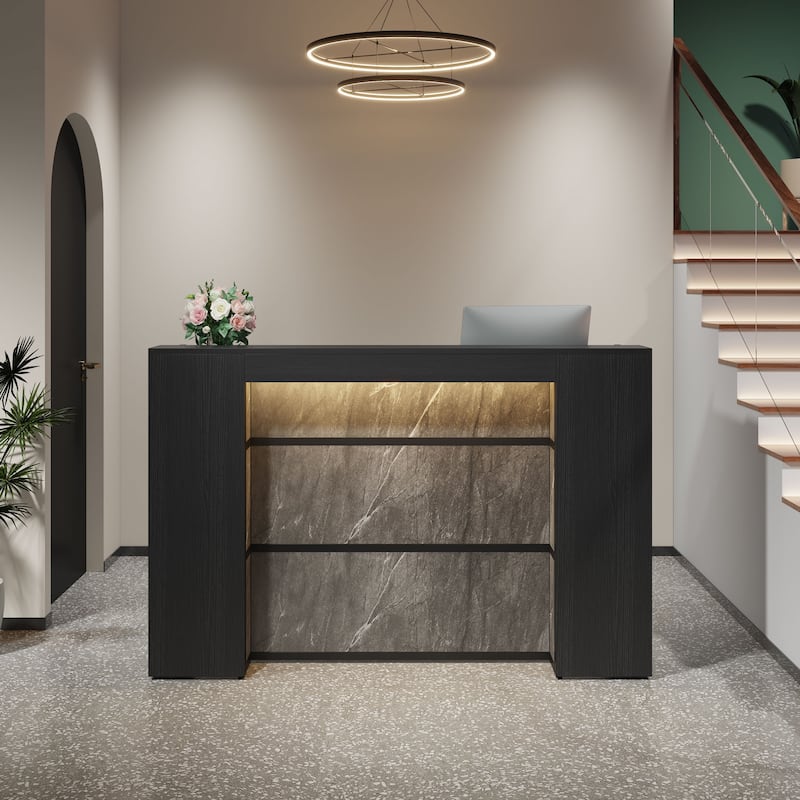 63 Inch Reception Desk with LED Lights for Store Office