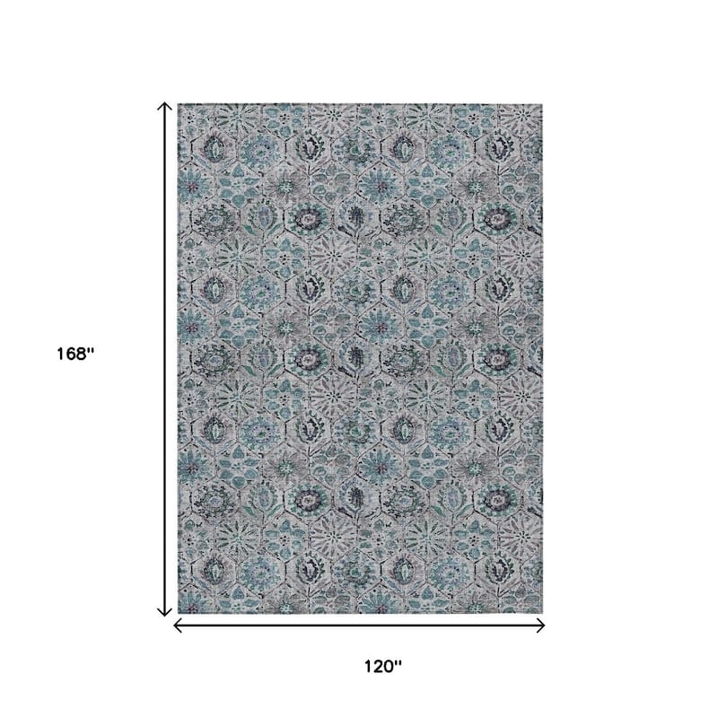 HomeRoots Floral Transitional Rectangle Outdoor Rug