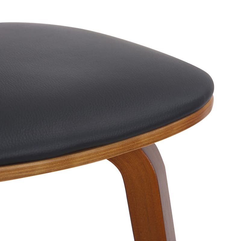 Mid-Century Modern Faux Leather and Wood Dining Chair, Set of 2 - Black and Walnut