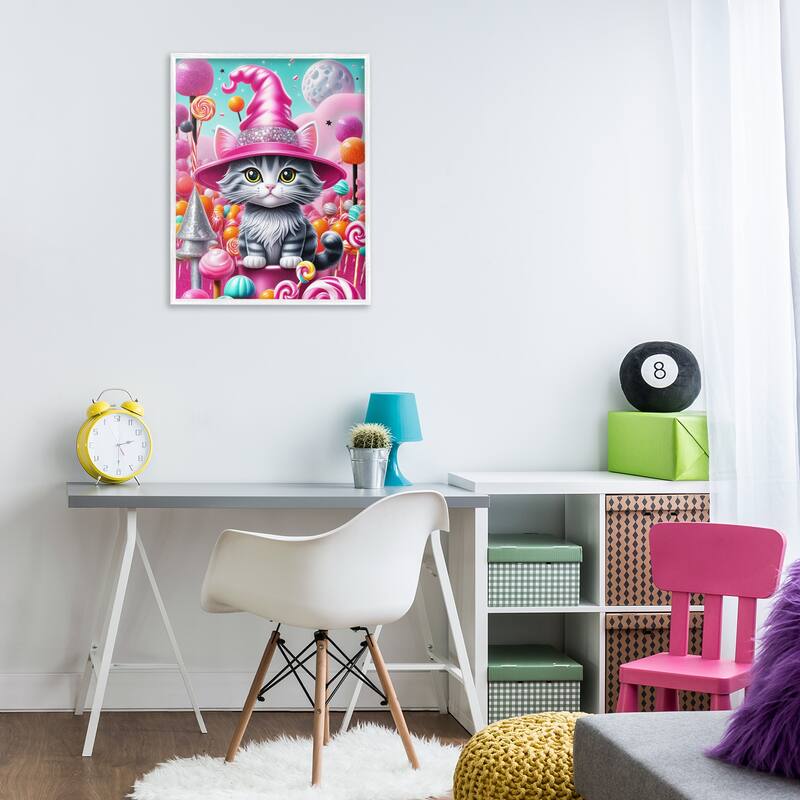 Stupell Kitten Among Pink Candies Framed Giclee Art Design By Tabz Jones