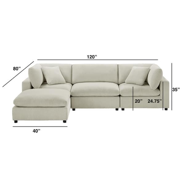 dimension image slide 4 of 5, Cambrai Modular 4-Piece XL Chofa Sectional