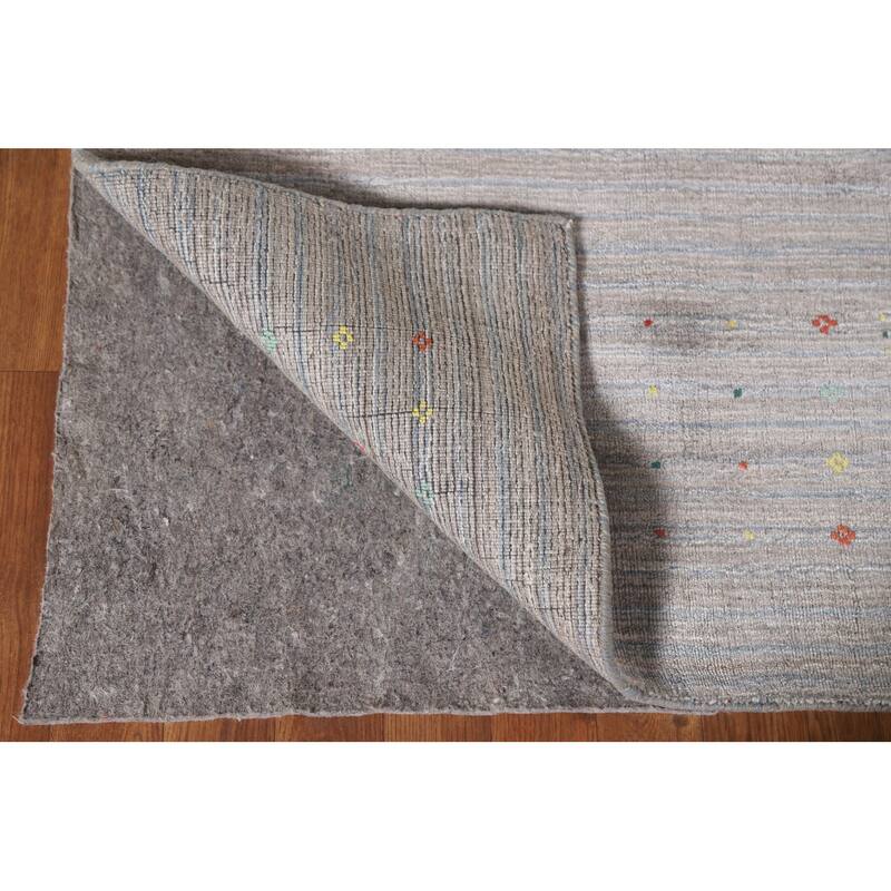 Tribal Beige Gabbeh Oriental Area Rug Handmade Wool Carpet - 8'1"x 9'9"