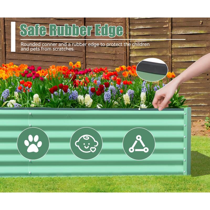 Modern Garden Bed Large Metal Planter with Support Rod Open Ended Base, for Gardening Vegetables Fruits Flowers - 8' x 10'