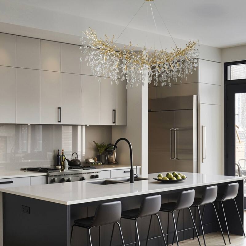 Modern Branch Crystal Linear Chandelier, 1100-1830mm Dining Pendant Light