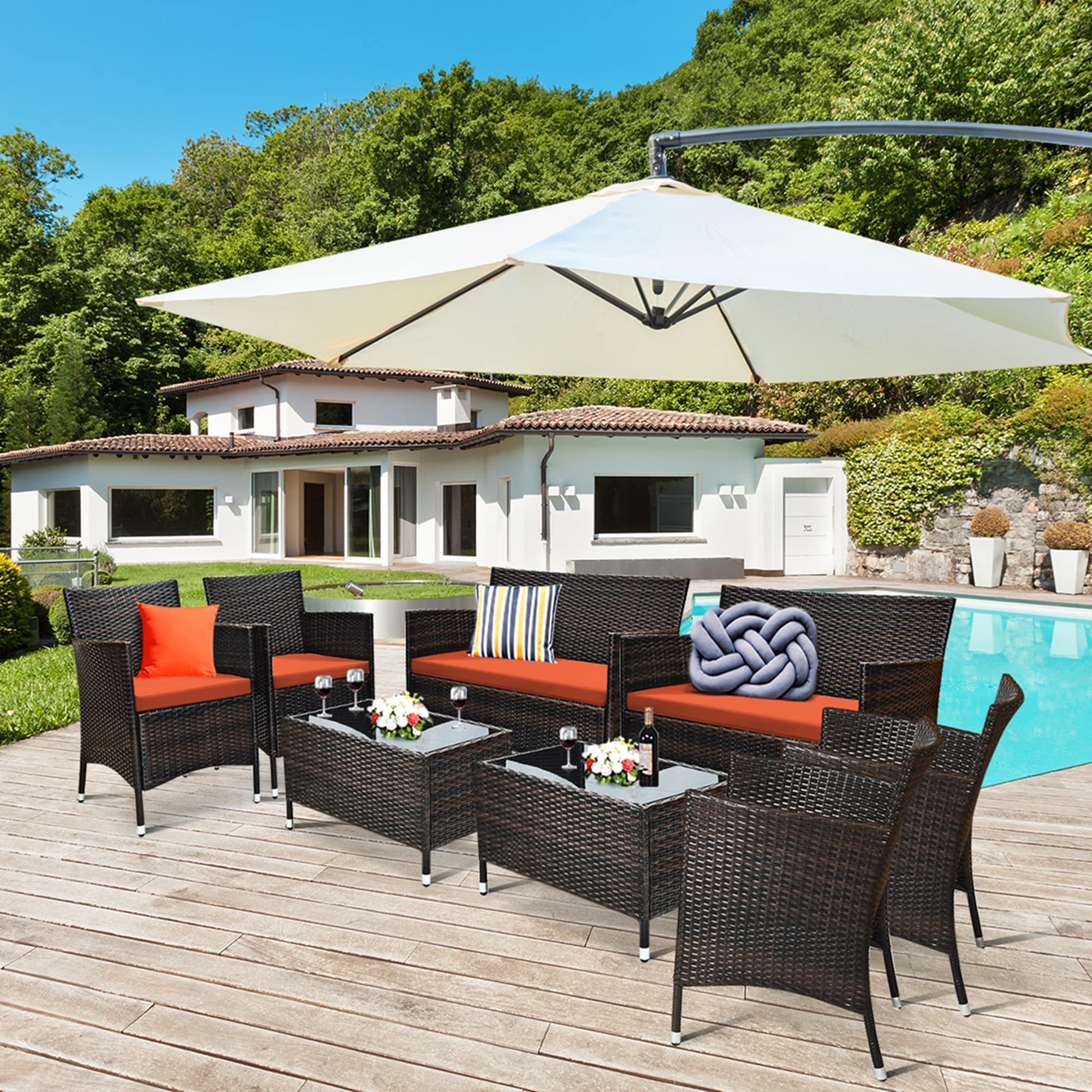 Costway 8 shop piece rattan