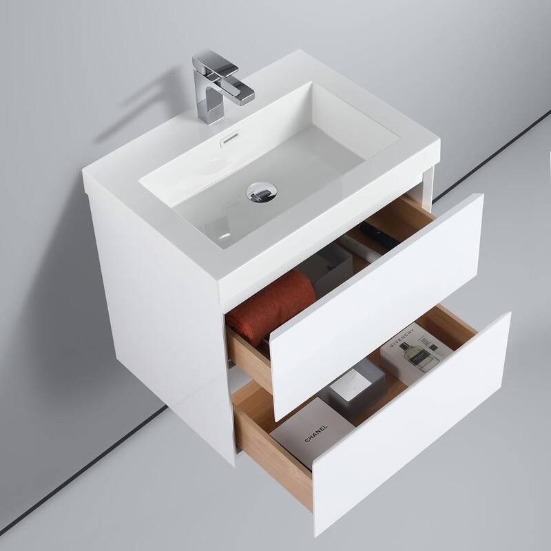 Blossom All Wood Wall Mounted Floating Bathroom Vanity with Sink