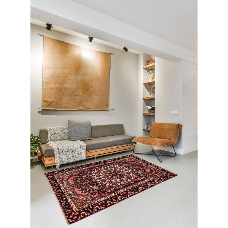 ECARPETGALLERY Hand-knotted Kayseri Vintage Dark Red Wool Rug - 4'7 x 6'8