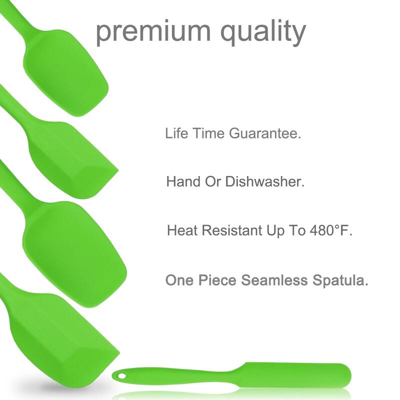 5pcs Silicone Spatula Set Heat Resistant Non Stick Spatulas for Kitchen Green