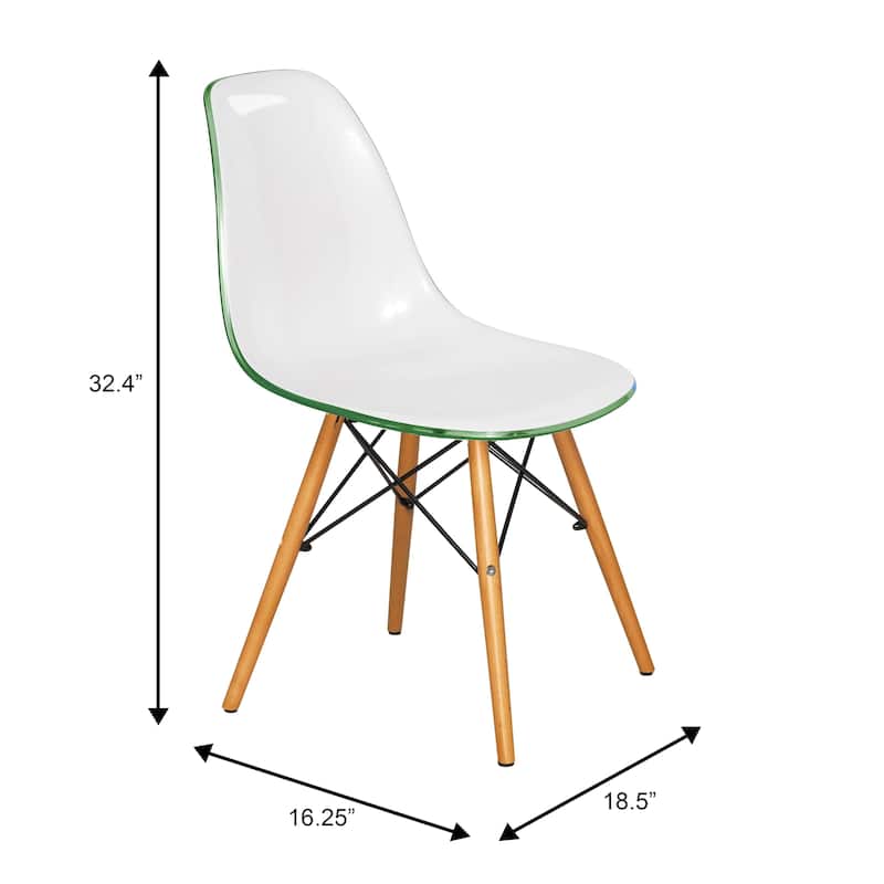 Cresco Acrylic Dining Chair in Solid Beech Wood Legs Banquet Side Chair (Set of 2) for Indoor and Outdoor - 32" Height