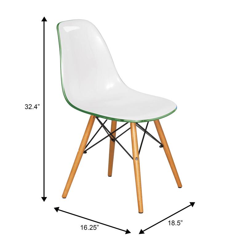 Cresco Acrylic Accent Banquet Side Dining Chair in Solid Beech Wood Legs for Indoor Outdoor Home Office Living Room & Kitchen