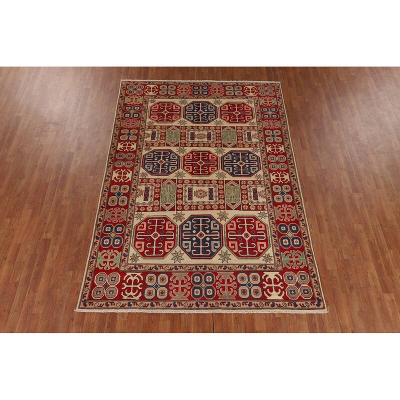 Traditional Oriental Kazak Area Rug Handmade Wool Carpet - 6'5" x 9'2"