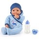 preview thumbnail 1 of 3, Bayer: Hello Baby Boy Doll - 18" Blue Boat Design - Pacifier, Bottle, Matching Cap, Moves Mouth, Baby Sounds, Pretend Play