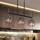 preview thumbnail 17 of 17, Kasy Modern 3-Light Textured Glass Chandelier Kitchen Island Lights for Dining Room - W 24.8" x D 4.7" x H 10.2"