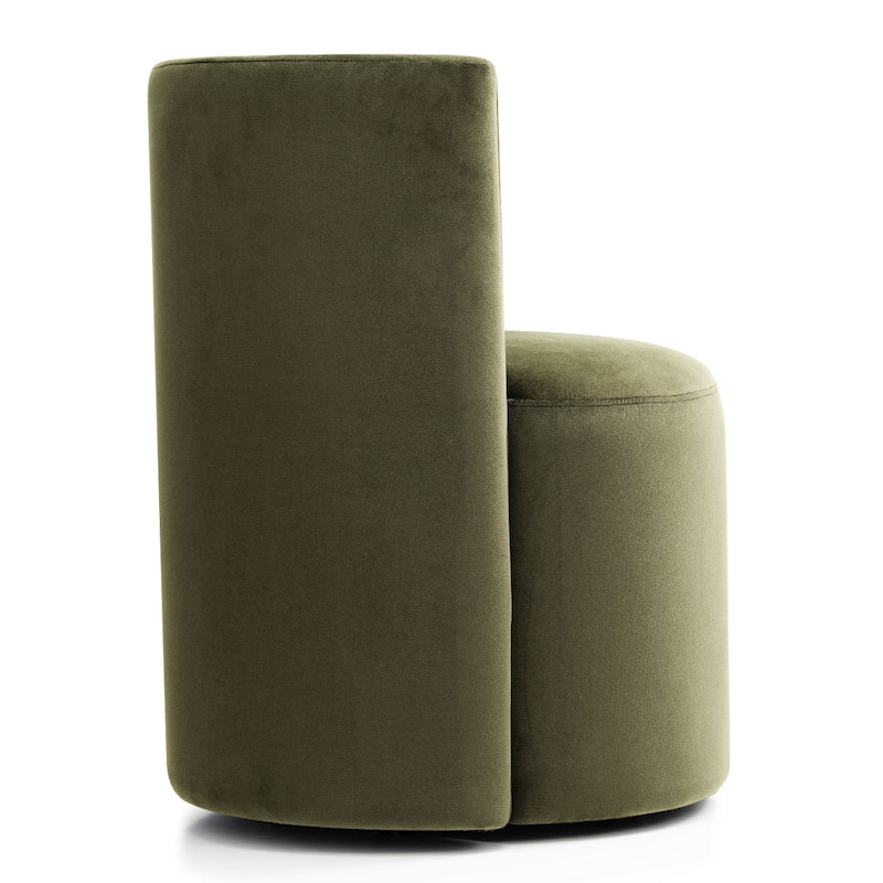 Velvet Swivel Dining Chairs with Rolling Casters, Upholstered Barrel Back Dining ArmChairs